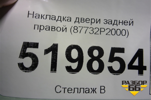 Накладка двери задней правой (87732P2000) для Kia Sorento IV с 2020г