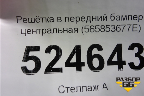 Решетка в передний бампер центральная (565853677E) для Skoda Kodiaq с 2017г