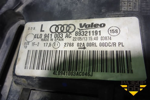 Фара левая (после 2010г ксенон без блока и лампы) (4L0941003AG) для Audi Q7 c 2005-2015г