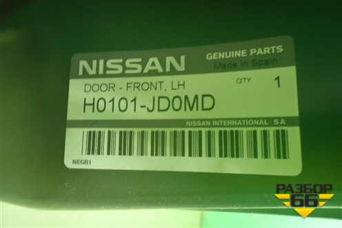 Дверь передняя левая (новая) (H0101JD0MD) для Nissan Qashqai (J10E) с 2006-2013г
