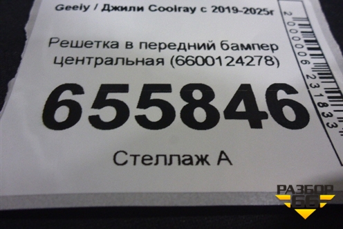 Решетка в передний бампер центральная (6600124278) для Geely Coolray с 2019-2025г