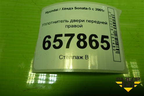 Уплотнитель двери передней правой для Hyundai Sonata-5 с 2001г
