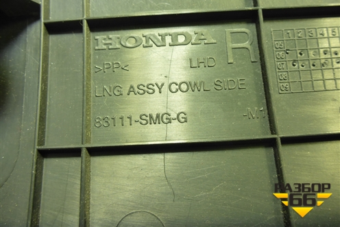 Накладка порога внутренняя переднего правого (передняя часть) (83161SMGG) для Honda Civic 5D с 2005-2011г (Цивик)