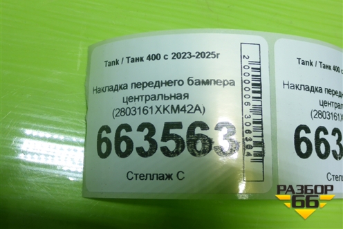 Накладка переднего бампера центральная (2803161XKM42A) для Tank 400 с 2023-2025г