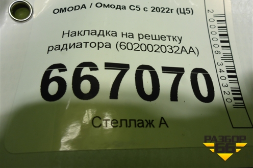 Накладка на решетку радиатора (602002032AA) для OMODA C5 с 2022г (Ц5)