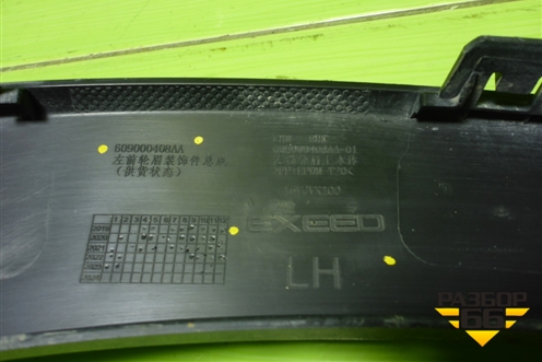 Накладка переднего крыла левого (609000408AA) для Exeed LX с 2019-2024г (ЛХ)