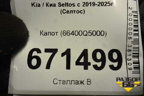 Капот (66400Q5000) для Kia Seltos с 2019-2025г (Селтос)