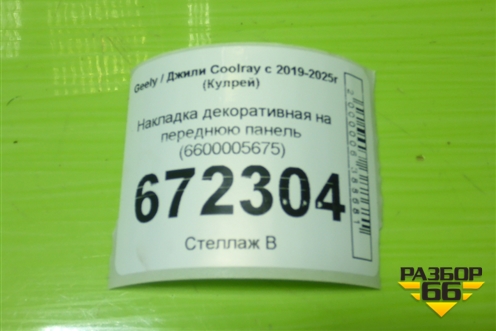 Накладка декоративная на переднюю панель (6600005675) для Geely Coolray с 2019-2025г (Кулрей)