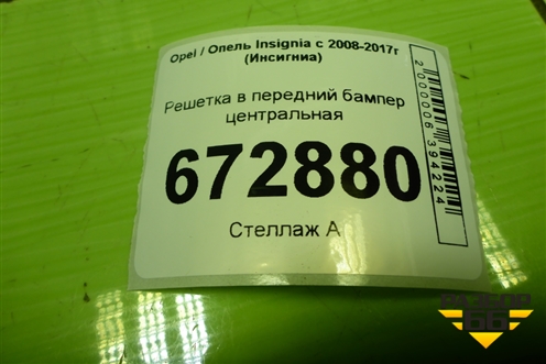 Решетка в передний бампер центральная (13238289) для Opel Insignia с 2008-2017г (Инсигниа)
