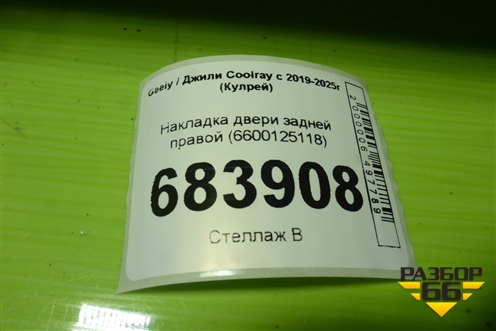 Накладка двери задней правой (6600125118) для Geely Coolray с 2019-2025г (Кулрей)