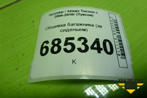 Обшивка багажника (за сиденьем) для Hyundai Tucson с 2004-2010г (Туксон)